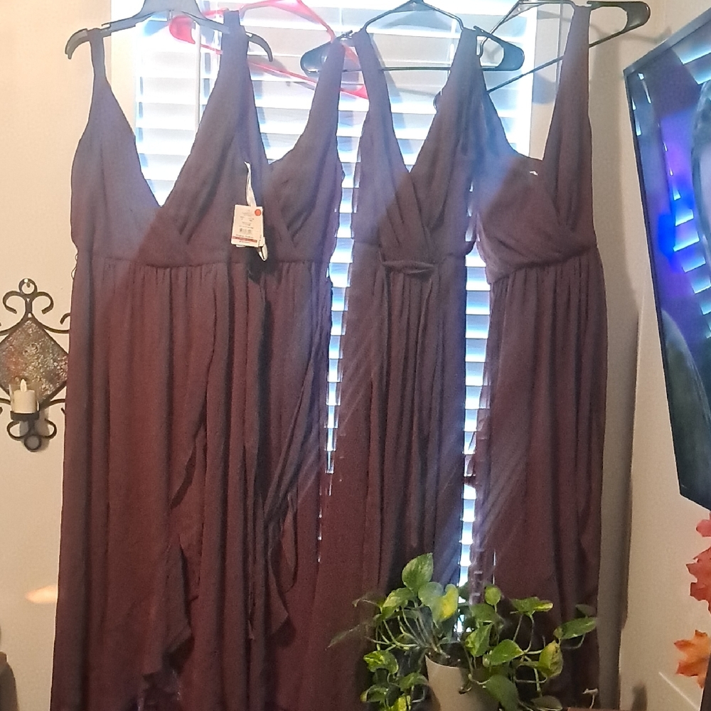 David's Bridal High Low Dress in Deep Purple